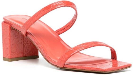 BY FAR Sandalen met krokodillenleer-effect Rood