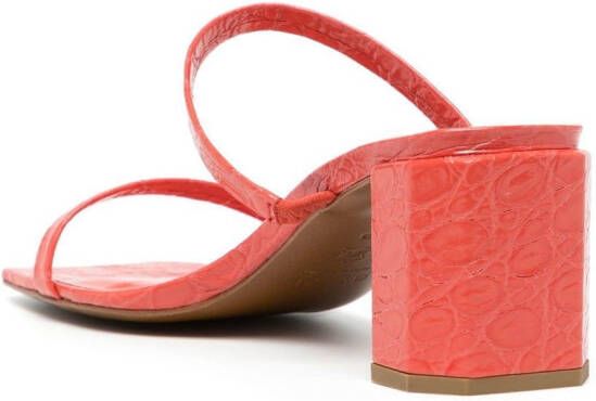 BY FAR Sandalen met krokodillenleer-effect Rood