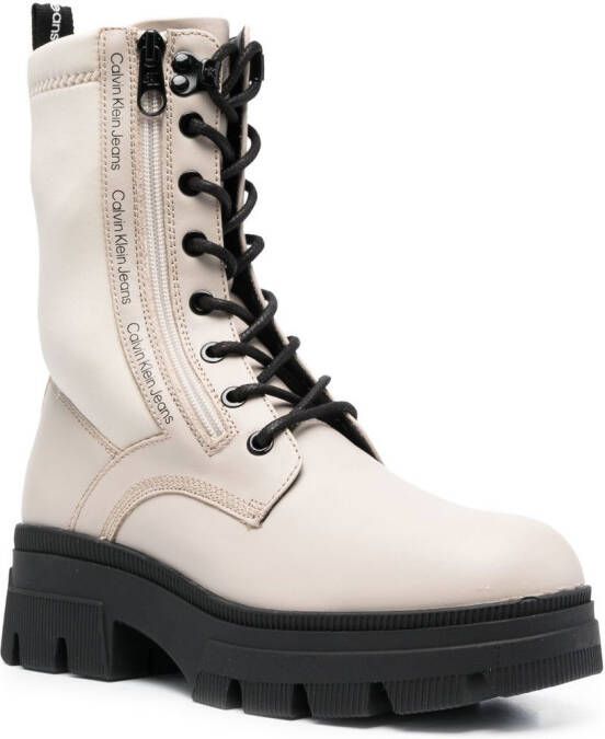 Calvin Klein Leren combat boots Beige