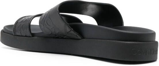 Calvin Klein Leren slippers Zwart