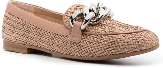 Casadei Loafers met schakelketting Beige