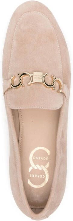 Casadei Loafers met logoplakkaat Beige