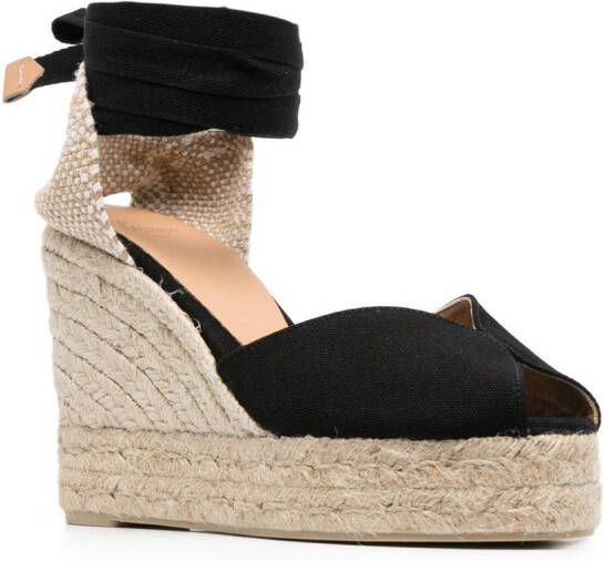 Castañer 105 mm Bilina espadrilles met sleehak Zwart