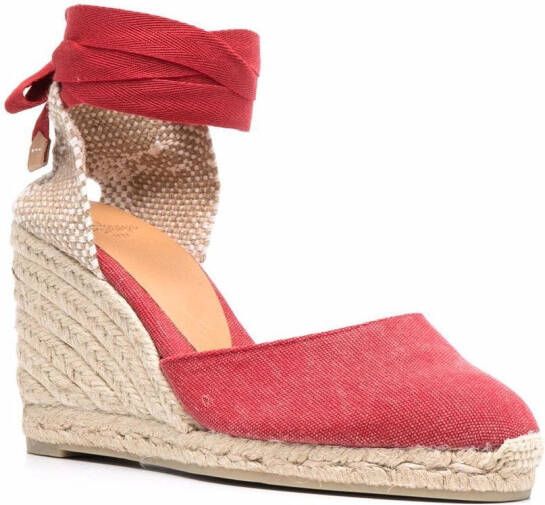 Castañer Carina espadrilles met sleehak Rood