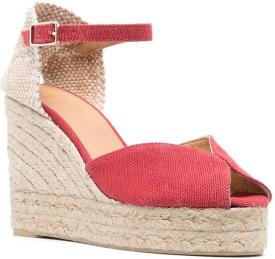 Castañer 110 mm Bianca espadrilles met sleehak Rood