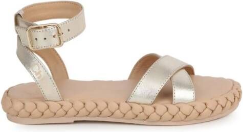 Chloé Kids Sandalen met gevlochten zool Goud