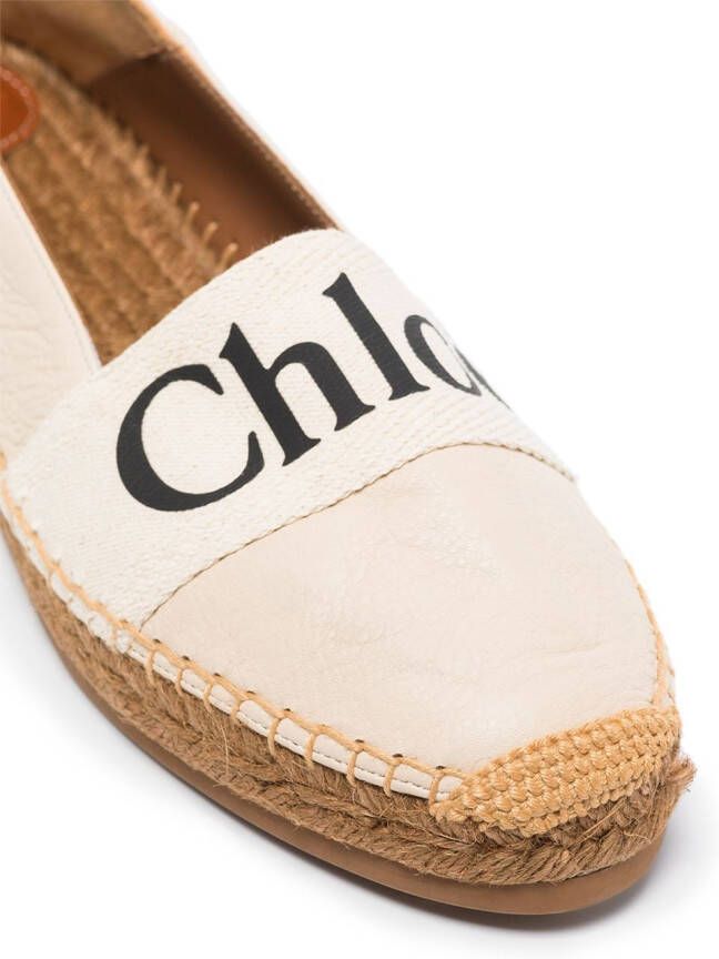 Chloé Woody espadrilles met logoprint Beige