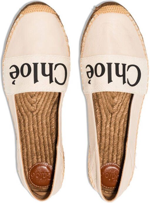 Chloé Woody espadrilles met logoprint Beige