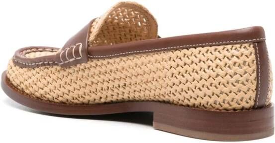 Coach Jolene loafers van geweven raffia Beige