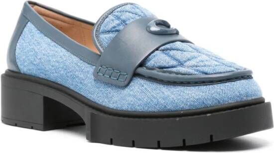 Coach Leah leren loafers met plateauzool Blauw