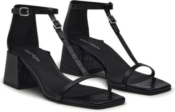 Courrèges Leren sandalen met gesp Zwart