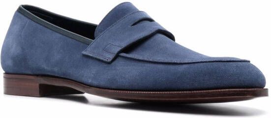 Crockett & Jones Suède loafers Blauw