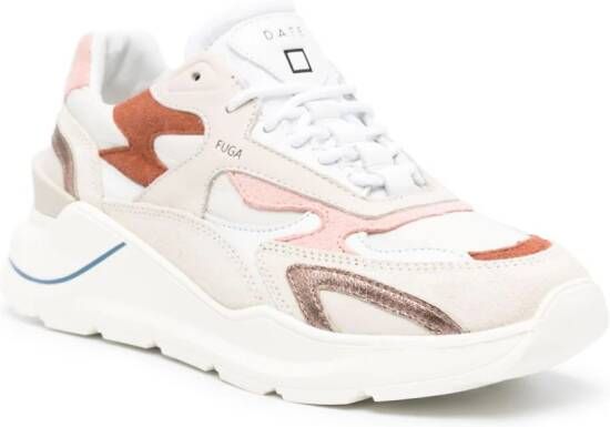 D.A.T.E. Leren sneakers met contrasterend vlak Beige