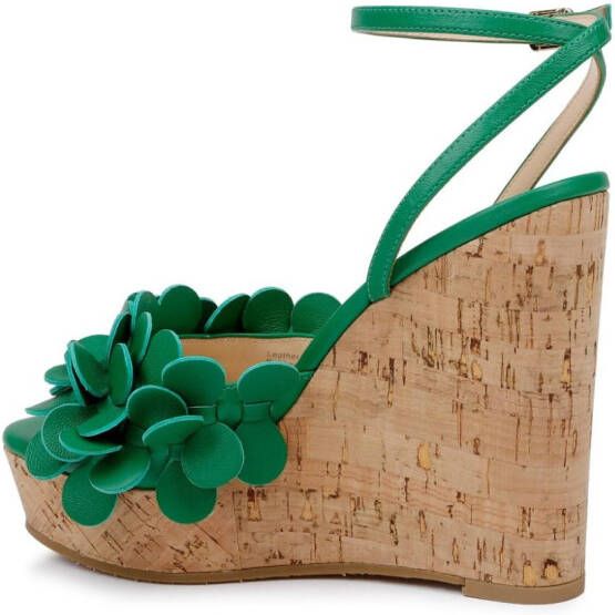 Dee Ocleppo Madrid leren sandalen met sleehak Groen