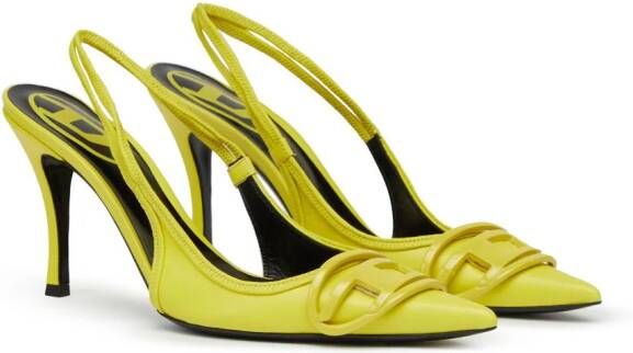 Diesel D-Venus 80mm leren slingback pumps Geel