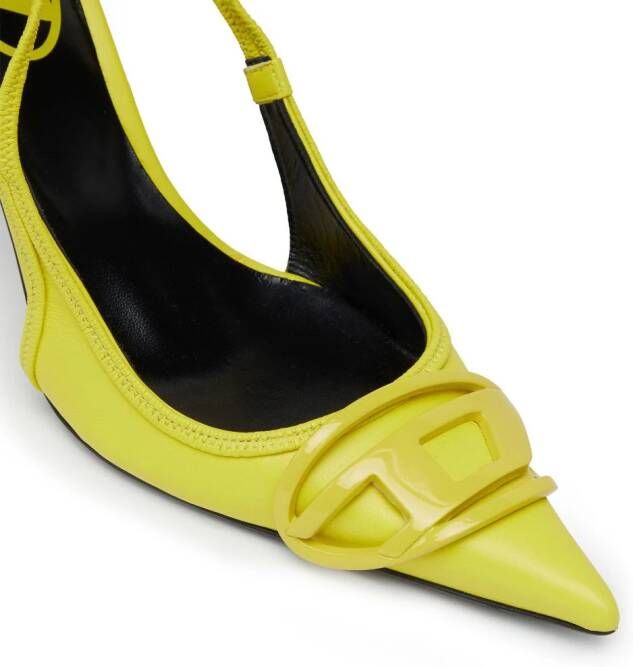 Diesel D-Venus 80mm leren slingback pumps Geel