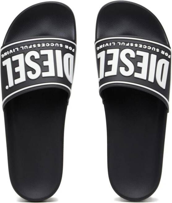 Diesel Sa-Mayemi-Cc slippers met logo-reliëf Zwart