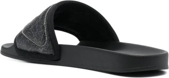 Diesel Slippers met geborduurd logo Zwart