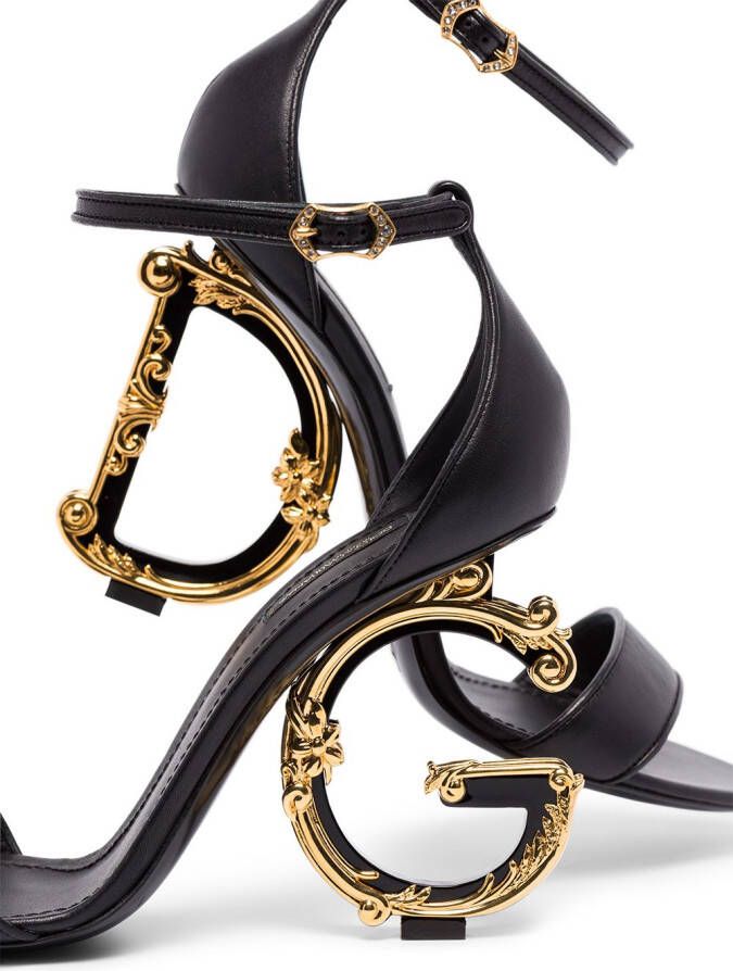 Dolce & Gabbana Baroque leren sandalen Zwart