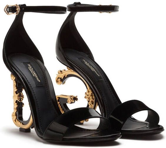 Dolce & Gabbana Baroque leren sandalen Zwart