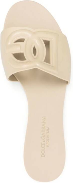 Dolce & Gabbana Bianca DG slippers met logo Beige