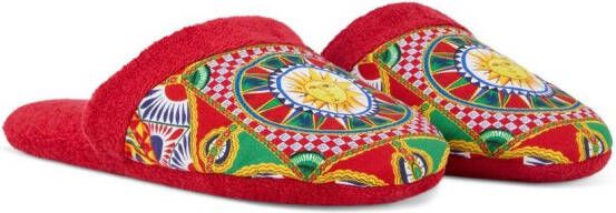 Dolce & Gabbana Carretto Siciliano slippers met print Rood