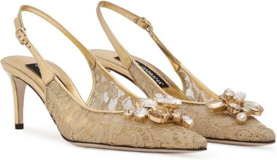 Dolce & Gabbana Slingback pumps met kristallen Beige