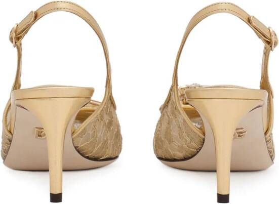 Dolce & Gabbana Slingback pumps met kristallen Beige