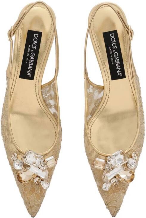 Dolce & Gabbana Slingback pumps met kristallen Beige