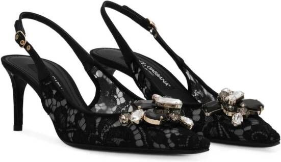 Dolce & Gabbana Slingback pumps met kristallen Zwart