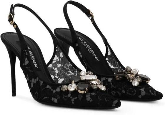 Dolce & Gabbana Slingback pumps met kristallen Zwart