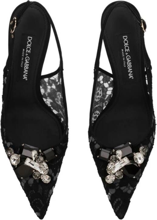 Dolce & Gabbana Slingback pumps met kristallen Zwart