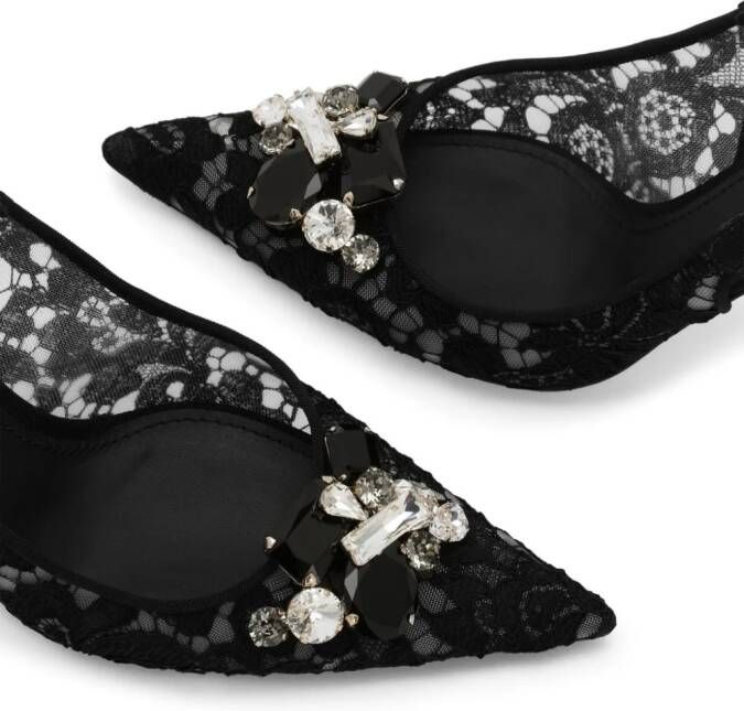 Dolce & Gabbana Slingback pumps met kristallen Zwart