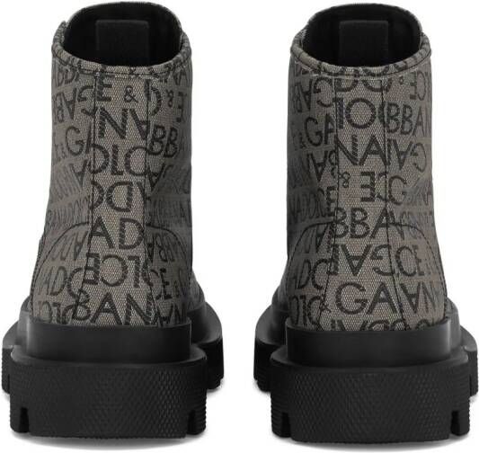 Dolce & Gabbana Enkellaarzen met logo jacquard Grijs