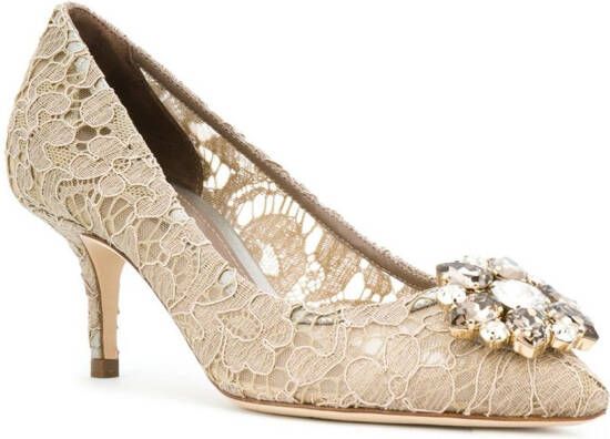 Dolce & Gabbana geborduurde pumps Beige