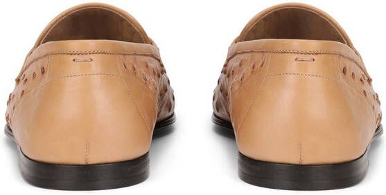 Dolce & Gabbana Leren slippers met textuur Beige