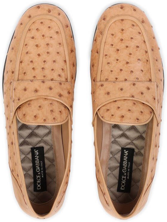 Dolce & Gabbana Leren slippers met textuur Beige