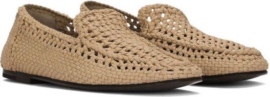 Dolce & Gabbana Geweven lakleren slippers Beige