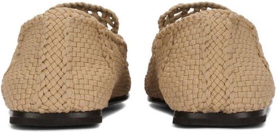 Dolce & Gabbana Geweven lakleren slippers Beige