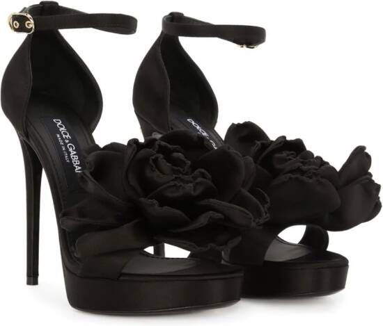 Dolce & Gabbana Keira sandalen met bloemenpatch Zwart