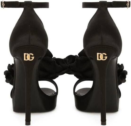 Dolce & Gabbana Keira sandalen met bloemenpatch Zwart