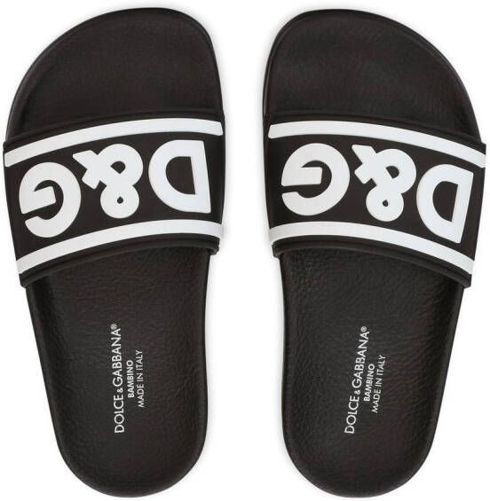 Dolce & Gabbana Kids Badslippers met logoprint Zwart