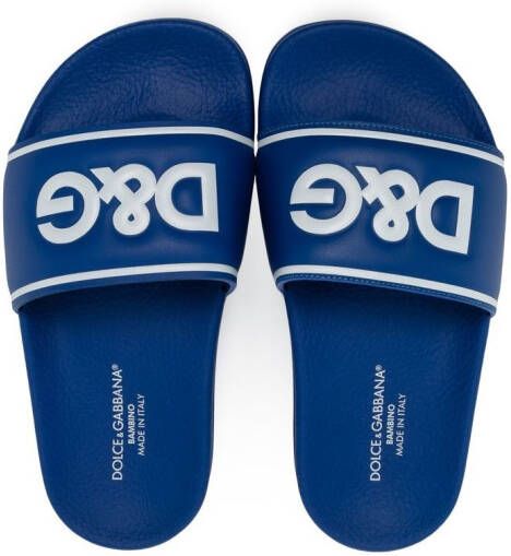 Dolce & Gabbana Kids Badslippers met logoprint Blauw