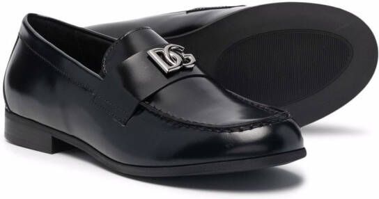 Dolce & Gabbana Kids Leren loafers Zwart