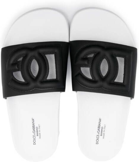 Dolce & Gabbana Kids Slippers met logopatch Zwart