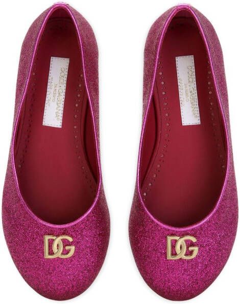 Dolce & Gabbana Kids Ballerina's met glitter Roze