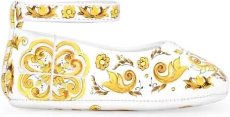 Dolce & Gabbana Kids Majolica leren ballerina's Wit