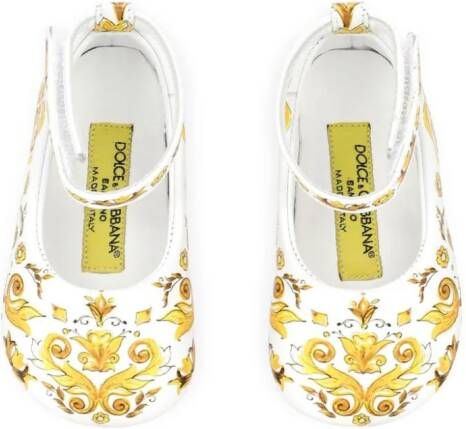 Dolce & Gabbana Kids Majolica leren ballerina's Wit