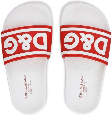 Dolce & Gabbana Kids Badslippers met logoprint Rood