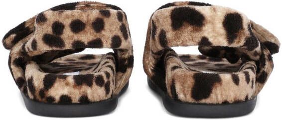 Dolce & Gabbana Kids Badstof sandalen met luipaardprint Bruin